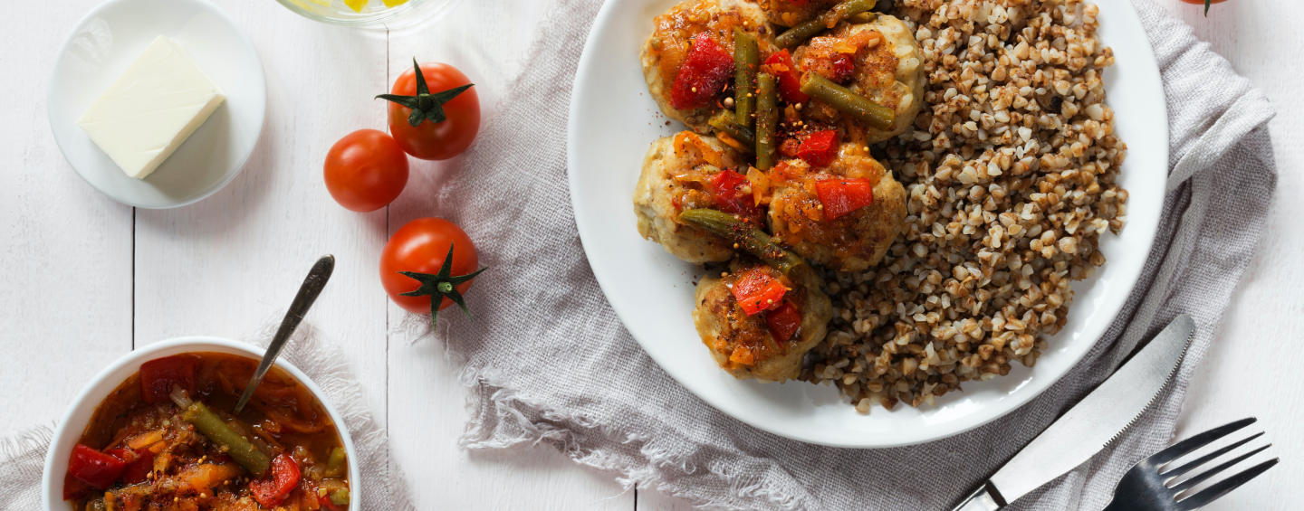 Scallops served with quinoa and cream cheese on the side